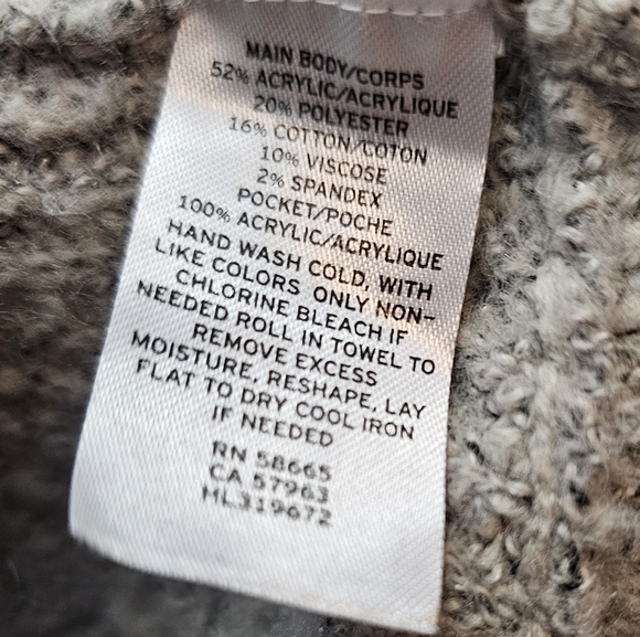 Hinge Sweater Womens Gray Cardigan Open Front Balloon Sleeve Long Seattle - Picture 15 of 15